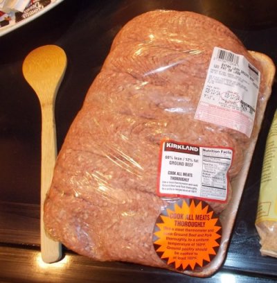 A honking large package of ground beef from Costco