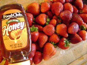 Strawberries and honey