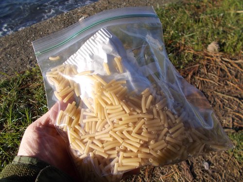 Repacked mac ’n’ cheese box into a Ziplock